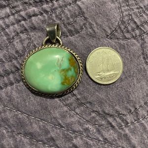 Large turquoise pendant silver boho ⭐️